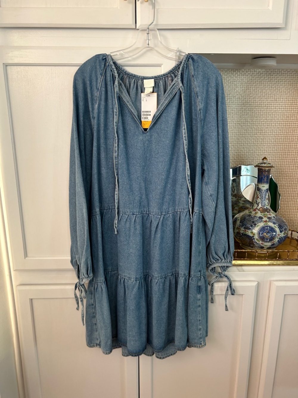 H&M Light Blue Denim Smocked Yoke Dress